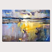 abordables Peintures Abstraites-Peinture à l&#039;huile Hang-peint Peint à la main Panoramique horizontal Abstrait Paysage Moderne Toile roulée (sans cadre)