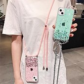 economico Cover per iPhone-telefono Custodia Per iPhone 15 Pro Max Plus iPhone 14 13 12 11 Pro Max Mini X XR XS Max 8 7 Plus Per retro Crystal Clear per le donne ragazza con cordino Glitter scintillanti Resistente agli urti TPU