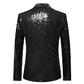 preiswerte Herren Klassische Blazer-Herren Abendkleidung Blazer Sakko Neujahr Zeremonie Abendgesellschaft Modisch Strassenmode Herbst Winter Pailletten Einfarbig Pailletten Tasche Atmungsaktiv Komfortabel Einreiher - 1 Knopf Blazer