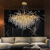 cheap Chandeliers-Chandelier Crystal , Frosted Finish Tree Branch Chandelier, Raindrop Ceiling Pendant Hanging Light Fixture, Blossom Chandeliers for Dining Room, Living Room, Bedroom, Entryway (Dia 31.2&quot; Round)