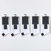 preiswerte Herrensocken-Herren 5 Paare Socken Anzug Socken Socken Stricken Freizeitsocken Schwarz Weiß Farbe Baumwolle Einfarbig Casual Täglich Warm Winter Modisch Komfort