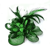 cheap Fascinators-Elegant Feather Net Fascinators Hats with Feathers Fur Floral 1PC Special Occasion Kentucky Horse Race Ladies Day Headpiece dress to impress Race Day Dress
