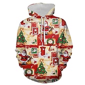 abordables Tenue de Père Noël-sweat à capuche de Noël sweat à capuche pour homme sweat à capuche pour homme sweat à capuche jaune vert clair kaki rouge bleu clair à capuche père Noël imprimés graphiques imprimé moche sports