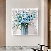 preiswerte Blumen-/Botanische Gemälde-Mandelblüte handgefertigtes handgemaltes Ölgemälde Wandkunst abstrakte violette Blumen Gemälde Heimdekoration Dekor gerollte Leinwand kein Rahmen ungedehnt