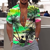 economico Piante tropicali-Per uomo Albero di cocco Paesaggi Piante tropicali Camicia Camicia hawaiana Camicia Aloha Manica corta Camicia Collo ripiegabile Di tendenza Hawaiano Originale Esterno Strada Informale Bianco + rosso