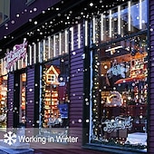 זול מוצרים עם חיבור לחשמל-led מטאורים גשם אורות 30 ס"מ 11.8 אינץ' 8 צינורות 192 led נטיפי קרח שלג נופל אורות נצנצים כוכב חיצוני טיפת גשם אורות חג המולד מסיבת חתונה חג קישוט עץ