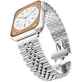 cheap Apple Watch Bands-Link Bracelet Compatible with Apple Watch band 38mm 40mm 41mm 42mm 44mm 45mm 49mm Men Two Tone Metal Clasp Stainless Steel Strap Replacement Wristband for iwatch Ultra 2 Series 9 8 7 SE 6 5 4 3 2 1