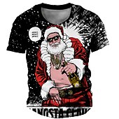 ieftine Tricou Moș Crăciun-craciun mos craciun tricouri 3d tricou mos craciun imprimeuri grafice decolteu negru imprimeu 3d in aer liber maneca scurta imprimeu imbracaminte poliester vintage sport designer casual