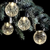 preiswerte Landschaftslichter-Weihnachts-Solarleuchten für den Außenbereich aus gesprungenem Glas, Solar-Gartenleuchten, wasserdichte LED-Hängekugelleuchten für Weihnachtsdekoration im Außenbereich, Garten und Terrasse