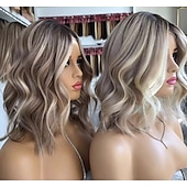 voordelige Pruiken van echt haar, met kanten voorzijde-braziliaanse maagd haar asblond 13x4 lace front menselijk haar pruiken pre-geplukt body wave korte bob hoogtepunt kleur kant frontale pruik voor vrouwen