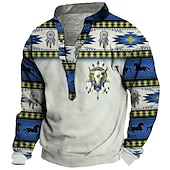 abordables Sweats 3D homme-Homme Tribal Imprimés Photos Sweat shirt Sweat manche longue Sweat-shirt Col Mao Vêtement de rue Design Décontractées 3D effet Casual du quotidien Des sports Imprimer Printemps &amp; Automne