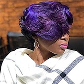 preiswerte Hochwertige Perücken-Ombre rote Pixie-Perücke kurze geschichtete natürliche synthetische Perücke mit Pony kurze ombre burgunderrote Pixie-Schnitthaarperücken für Frauen kurze Perücken für schwarze Frauen afroamerikanische