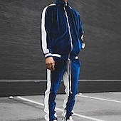 abordables Survêtements de base-Homme Ensemble Survetement Survêtement Ensemble de jogging Survêtement Velours Rouge vin Noir Bleu Vert Gris foncé Col Mao Bloc de couleur 2 Pièces Sport &amp; Loisir Des sports Vêtement de rue Vêtement