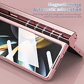 Χαμηλού Κόστους Samsung Θήκη-τηλέφωνο tok Για Samsung Galaxy Z Fold 5 Z Fold 4 Z Fold 3 Πίσω Κάλυμμα Προστατευτικό φακού κάμερας Σταντ ποδηλάτου με στυλό S Μονόχρωμο Ψημένο γυαλί PC Μεταλλικό