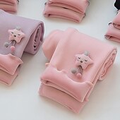 Barn Flickor Fleecefodrade Leggings Tecknat Aktiv Rynkad Skola Bomull 3-7 år Höst Svart Rodnande Rosa Purpur billiga Underdelar-Barn Flickor Fleecefodrade Leggings Tecknat Aktiv Rynkad Skola Bomull 3-7 år Höst Svart Rodnande Rosa Purpur