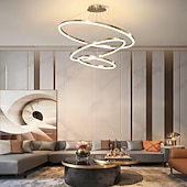ieftine Design inel și rotund-led pandantiv inel design cerc 3 inele 40/60/80cm candelabre moderne acrilice reglabile 3000k stil modern contemporan bucatarie sufragerie casa bar lumina 110-240v alb cald