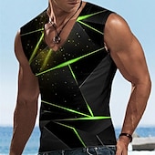 abordables Camisetas 3D-Hombre Graphic Geométrico Top Sin Mangas Camiseta Impresión 3D Escote en Pico Camisa Design Casual Cómodo Diario Vacaciones Noche Amarillo Azul Piscina Rojo Primavera verano Ropa S M L XL 2XL 3XL