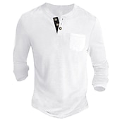 preiswerte Lässiges Henley-T-Shirt-Herren Henley Shirt Tee langarmshirt Glatt Henley Casual Festtage Langarm Button-Down Bekleidung Baumwollmischung Modisch Designer Komfortabel Essential