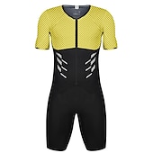 cheap Men&#039;s Clothing Sets-Men&#039;s Triathlon Tri Suit Short Sleeve Mountain Bike MTB Road Bike Cycling Red Blue Sky Blue Patchwork Bike Clothing Suit UV Resistant Breathable Quick Dry Sweat wicking Polyester Spandex Sports