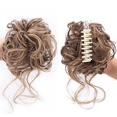 economico Chignon-chignon disordinato ricci ondulati scrunchies per capelli sintetici estensione posticci per donne parrucca chignon artiglio in chignon estensioni dei capelli chignon disordinati (12h24 # marrone