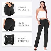 cheap Pants-Women&#039;s Yoga Pants Side Pockets Wide Leg High Waist Yoga Fitness Gym Workout Bottoms Dark Grey Navy Black Spandex Sports Activewear High Elasticity