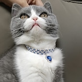 cheap Cat Collars, Harnesses &amp; Leashes-2 Pcs Pearls Diamond Pet Cat Dog Necklace Collar Jewelry with Bling Rhinestones for Pets Cats Small Dogs Female Puppy Chihuahua Yorkies Girl Costume Outfits Adjustable