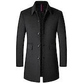 preiswerte Herren-Blazer &amp; -Anzüge-Herren Wintermantel Wollmantel Mantel Urlaub Geschäft Winter Wolle warm Draussen Oberbekleidung Bekleidung Modisch Warm-Ups Einfarbig Tasche Kargen Einreihiger Verschluss