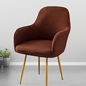 voordelige Fauteuil deksel en armloze stoelhoes-keukenstoelhoes effen kleur garengeverfde polyester kussenovertrekken