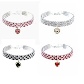 cheap Cat Collars, Harnesses &amp; Leashes-2 Pcs Pearls Diamond Pet Cat Dog Necklace Collar Jewelry with Bling Rhinestones for Pets Cats Small Dogs Female Puppy Chihuahua Yorkies Girl Costume Outfits Adjustable