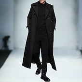 billiga Trenchcoat för män-Herr Vinterkappa Övergångsjacka Trenchcoat Lång trenchcoat Kontor &amp; Karriär Dagliga kläder Höst vinter Höst Polyester Håller värmen Vindtät jacka Ytterkläder Kläder Mode Uppvärmning Solid färg