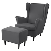 cheap Armchair Cover &amp; Armless Chair Cover-Stretch Wing Chair Cover Set with Ottoman Cover, Burgundy Spandex Stretch Wing Back Chair Cover Removable Machine Washable Armchair Chair Cover for Strandmon Chair