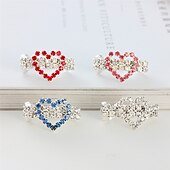 billige Hundehalsbånd og bånd-2 stk flash diamant hjerte hårklype dyretilbehør barnehår smykker jentehodeplagg