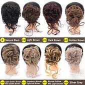 economico Chignon-chignon disordinato ricci ondulati scrunchies per capelli sintetici estensione posticci per donne parrucca chignon artiglio in chignon estensioni dei capelli chignon disordinati (12h24 # marrone