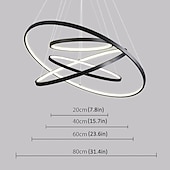 cheap Circle Design-3-Light 80/60/40/20 cm LED Pendant Light Metal Acrylic Ring Circle Design Dimmable Painted Finishes Modern 90W/113W 3-Rings 4-Rings ONLY DIMMABLE WITH REMOTE CONTROL