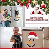 abordables Autocollant-joyeux noël décorations garage porte décor bonhomme de neige aimants autocollants réfrigérateur decal bonhomme de neige visage garage de noël ensemble réfléchissant de voiture magnétique autocollants pour noël vacances réfrigérateur décor