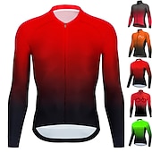 preiswerte Radtrikot Herren-Herren Radtrikot Farbverlauf Langarm Fahhrad Trikot Oberteil mit 3 Gesäßtaschen Mountainbike MTB Straßenradsport Schnelltrocknend Reflektierende Streifen Rückentasche Feuchtigkeitsableitend Sport