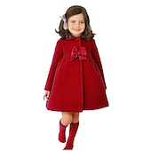 voordelige Meisjes Bolero Jassen &amp; Schoudertassen-Voor meisjes 3D Kinder winterjas Effen Wollen jas Lange mouw Herfst Winter leuke Style Aanbiddelijk Katoen Kinderen 2-8 jaar School Dagelijks Normale pasvorm