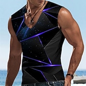 abordables Camisetas 3D-Hombre Graphic Geométrico Top Sin Mangas Camiseta Impresión 3D Escote en Pico Camisa Design Casual Cómodo Diario Vacaciones Noche Amarillo Azul Piscina Rojo Primavera verano Ropa S M L XL 2XL 3XL