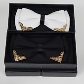 cheap Dinner Party-Men&#039;s Basic Bow Tie Color Block Black White