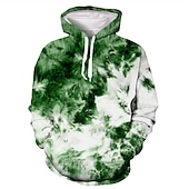 baratos Estampa animal-Homens Gráfico Tintura Tie Dye Moletom Moletons Roupa de rua Designer Manga Longa Com Capuz Diário Final de semana Streetwear Amarelo Rosa Imprimir Bolso frontal Primavera &amp; Outono Designer