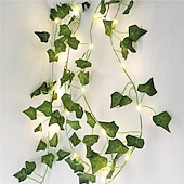 ieftine Acumulatoare-plante artificiale led snur de lumina 2m 20leds lumini de zâne creeper frunză verde Crăciun acasă nuntă în aer liber iedera viță de vie lampă decorare bricolaj suspendat grădină curte curte (fără