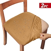 abordables Funda de silla-2 fundas de asiento para comedor, color burdeos, impermeables, elásticas, con respaldo alto, fundas de licra para asiento de silla con banda elástica para boda