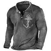 billiga Vintage Polo herr-Herr Nautisk Pikétröjor Golftröja Långärmad Polotröjor Skjortor med krage Vintage Ledigt Semesterkläder Båtkläder Festkläder Knappar 3D-utskrift Vin Gul Armégrön