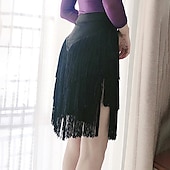 voordelige Latin danskleding-Latijnse dans Rokken Kwastje Ruches Pure Kleur Dames Prestatie Opleiding Hoog Polyester