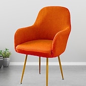 voordelige Fauteuil deksel en armloze stoelhoes-keukenstoelhoes effen kleur garengeverfde polyester kussenovertrekken
