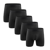 economico Boxer da uomo-Per uomo 5 pezzi Biancheria intima Boxer Cotone Antiparassitario Colore puro Vita normale Nero