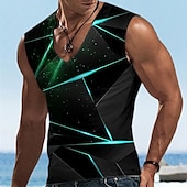 abordables Camisetas 3D-Hombre Graphic Geométrico Top Sin Mangas Camiseta Impresión 3D Escote en Pico Camisa Design Casual Cómodo Diario Vacaciones Noche Amarillo Azul Piscina Rojo Primavera verano Ropa S M L XL 2XL 3XL