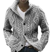 abordables Gilet-Homme Pull Chandail Gilet Cardigan Pull Veste A côtes Tricoter Découpé Tricoté Revers Guêtres Moderne contemporain Usage quotidien Sortie Vêtement Tenue Automne hiver Noir Bleu S M L