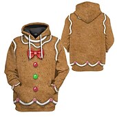 billige Morsomme julegensere og -gensere-Alv Jerseysjakke Hattetrøje Alvekostyme Pullover 3D-utskrift Par Herre Dame Jul Karneval Maskerade Jul Spesiell Voksne Fest Jul Feriereise Topp