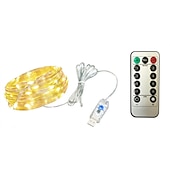 billiga USB-strålkastare-led fairy string lights 5m 10m batteri/usb-styrd fjärrkontroll timer blinkande string lights 8 lägen firefly lights